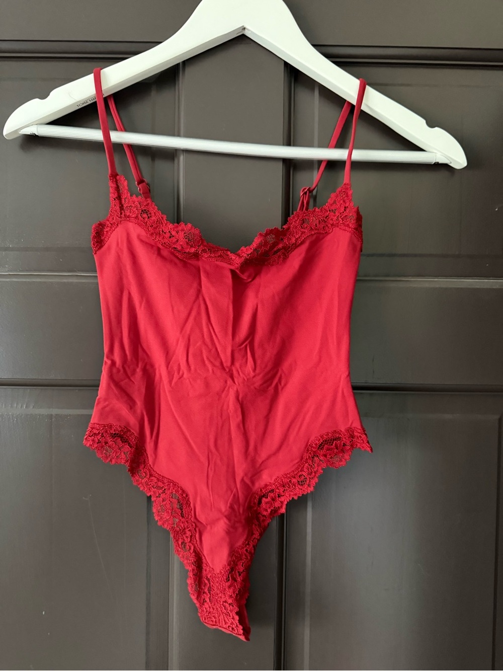 Skims Fits Everybody Lace Cami Bodysuit in Brick XXS NWT New
